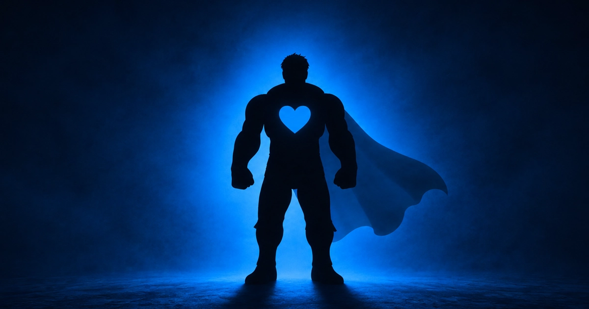 Blue-toned illustration of Mark Ruffalo and the silhouette of the Hulk